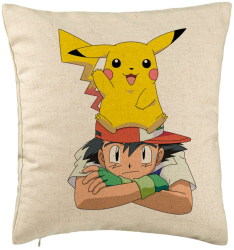 Perna Decorativa Model copii Pikachu Pokemon 40x40 cm Bej Husa Detasabila Burduf 