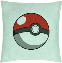 Perna Decorativa Model copii Pokeball 40x40 cm Verde Menta Husa Detasabila Burduf 