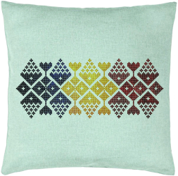 Perna Decorativa Model cu Motive Locale 40x40 cm Verde Menta Husa Detasabila Burduf 