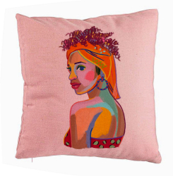 Perna Decorativa Model Curly African 40x40 cm Roz Husa Detasabila Burduf 