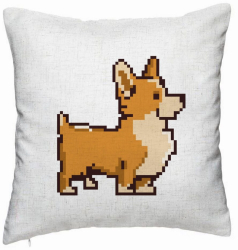 Perna Decorativa Model Doggie 40x40 cm Alb Murdar Husa Detasabila Burduf 