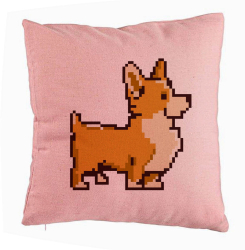 Perna Decorativa Model Doggie 40x40 cm Roz Husa Detasabila Burduf 