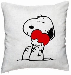 Perna Decorativa Model Doggo Love 40x40 cm Alb Murdar Husa Detasabila Burduf 
