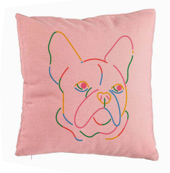 Perna Decorativa Model Doggo MultiColor 40x40 cm Roz Husa Detasabila Burduf 