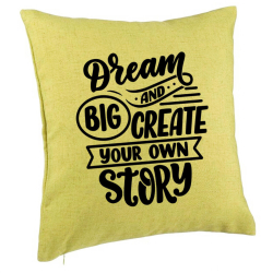 Perna Decorativa Model Dream Big and Create Your Own Story 40x40 cm Verde Husa Detasabila Burduf 
