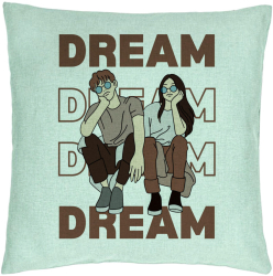 Perna Decorativa Model Dream Friends 40x40 cm Verde Menta Husa Detasabila Burduf 