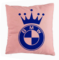 Perna Decorativa Model Emblema BMW King 40x40 cm Roz Husa Detasabila Burduf