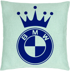 Perna Decorativa Model Emblema BMW King 40x40 cm Verde Menta Husa Detasabila Burduf 