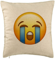 Perna Decorativa Model Emoji Cry 40x40 cm Bej Husa Detasabila Burduf 