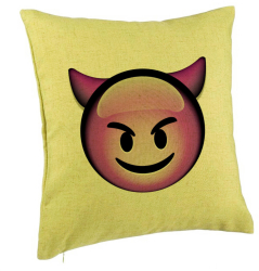 Perna Decorativa Model Emoji Diavol 40x40 cm Verde Husa Detasabila Burduf 