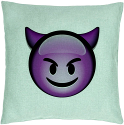 Perna Decorativa Model Emoji Diavol 40x40 cm Verde Menta Husa Detasabila Burduf 