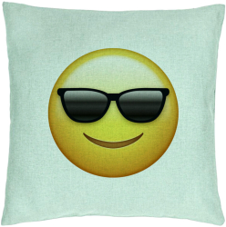 Perna Decorativa Model Emoji Fata cu Ochelari 40x40 cm Verde Menta Husa Detasabila Burduf 