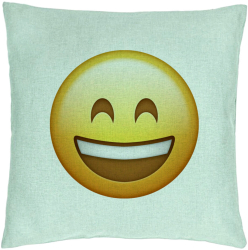 Perna Decorativa Model Emoji Fericit 40x40 cm Verde Menta Husa Detasabila Burduf 