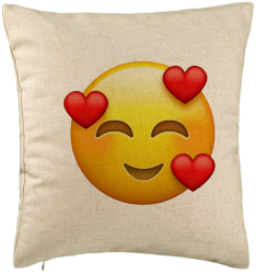Perna Decorativa Model Emoji In Love 40x40 cm Bej Husa Detasabila Burduf 