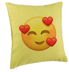Perna Decorativa Model Emoji In Love 40x40 cm Verde Husa Detasabila Burduf 