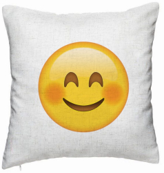 Perna Decorativa Model Emoji Rusinos 40x40 cm Alb Murdar Husa Detasabila Burduf 