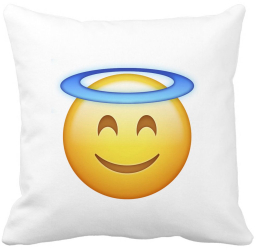 Perna Decorativa Model Emoji Zen 40x40 cm Alba Mata Husa Detasabila Burduf 