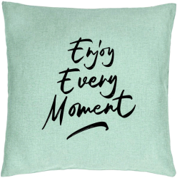Perna Decorativa Model Enjoy Every Moment 40x40 cm Verde Menta Husa Detasabila Burduf 