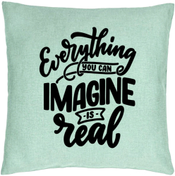 Perna Decorativa Model Everything You can Imagine is Real 40x40 cm Verde Menta Husa Detasabila Burduf 