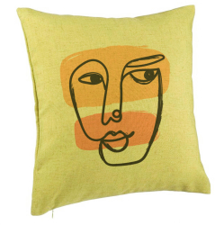 Perna Decorativa Model Fata Femeie 40x40 cm Verde Husa Detasabila Burduf 