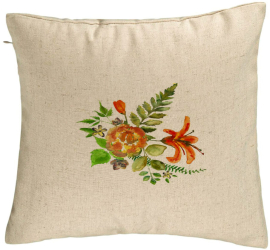 Perna Decorativa Model Florale 40x40 cm Bej Husa Detasabila Burduf 