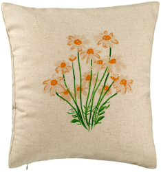 Perna Decorativa Model Florale Margarete 40x40 cm Bej Husa Detasabila Burduf 