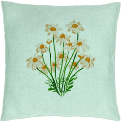 Perna Decorativa Model Florale Margarete 40x40 cm Verde Menta Husa Detasabila Burduf