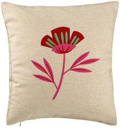 Perna Decorativa Model Florale Red Paradise 40x40 cm Bej Husa Detasabila Burduf 