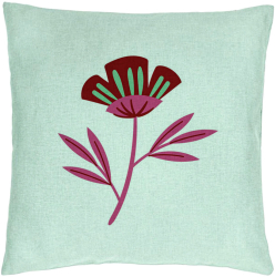Perna Decorativa Model Florale Red Paradise 40x40 cm Verde Menta Husa Detasabila Burduf 