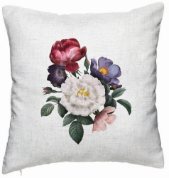 Perna Decorativa Model Flori de Vara 40x40 cm Alb Murdar Husa Detasabila Burduf 