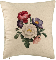 Perna Decorativa Model Flori de Vara 40x40 cm Bej Husa Detasabila Burduf 