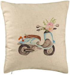 Perna Decorativa Model Flower Bike 40x40 cm Bej Husa Detasabila Burduf 