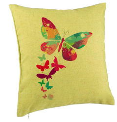 Perna Decorativa Model Fluture Colorful 40x40 cm Verde Husa Detasabila Burduf 