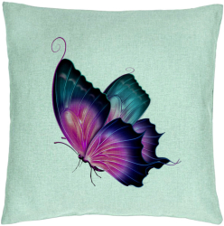 Perna Decorativa Model Fluture Multicolor 40x40 cm Verde Menta Husa Detasabila Burduf 