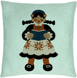 Perna Decorativa Model Folk 40x40 cm Verde Menta Husa Detasabila Burduf 