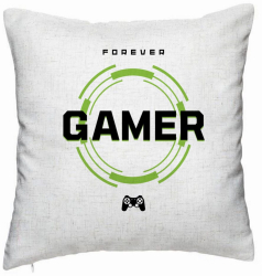 Perna Decorativa Model Forever Gamer 40x40 cm Alb Murdar Husa Detasabila Burduf 