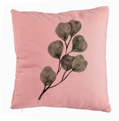 Perna Decorativa Model Frunze 40x40 cm Roz Husa Detasabila Burduf 
