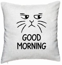 Perna Decorativa Model Good Morning 40x40 cm Alb Murdar Husa Detasabila Burduf 
