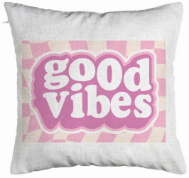 Perna Decorativa Model Good Vibes 40x40 cm Alb Murdar Husa Detasabila Burduf 