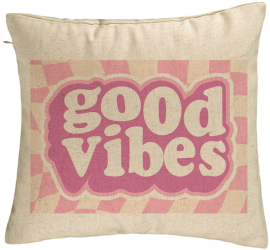 Perna Decorativa Model Good Vibes 40x40 cm Bej Husa Detasabila Burduf 