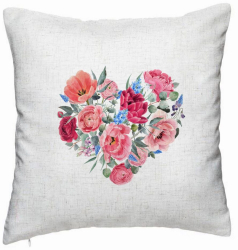 Perna Decorativa Model Heart of Flowers 40x40 cm Alb Murdar Husa Detasabila Burduf 