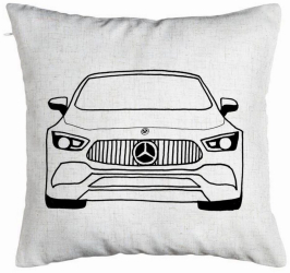 Perna Decorativa Model Hey Mercedes 40x40 cm Alb Murdar Husa Detasabila Burduf 