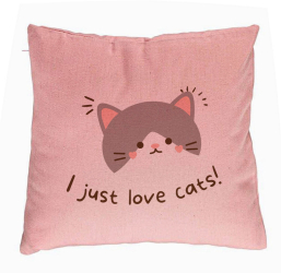Perna Decorativa Model I Just Love Cats 40x40 cm Roz Husa Detasabila Burduf 