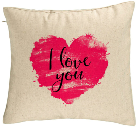 Perna Decorativa Model I Love You 40x40 cm Bej Husa Detasabila Burduf 