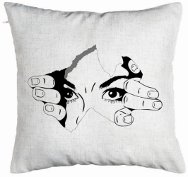 Perna Decorativa Model I see You 40x40 cm Alb Murdar Husa Detasabila Burduf 