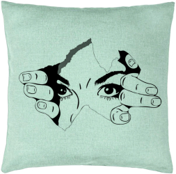 Perna Decorativa Model I see You 40x40 cm Verde Menta Husa Detasabila Burduf 