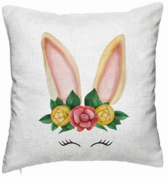 Perna Decorativa Model Iepuras Floral 40x40 cm Alb Murdar Husa Detasabila Burduf 