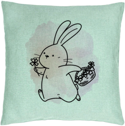 Perna Decorativa Model Iepuras Verde Menta 40x40 cm Verde Menta Husa Detasabila Burduf 