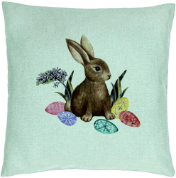 Perna Decorativa Model Iepurasul de Paste 40x40 cm Verde Menta Husa Detasabila Burduf 