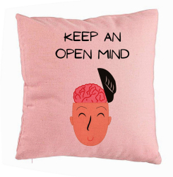 Perna Decorativa Model Keep an Open Mind 40x40 cm Roz Husa Detasabila Burduf 